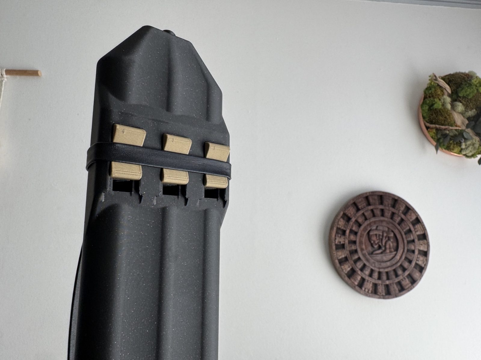 Close detail of triple drone mouthpiece blocks
